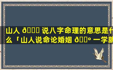 山人 🐞 说八字命理的意思是什么「山人说命论婚姻 🐺 一学就会的八字命理」